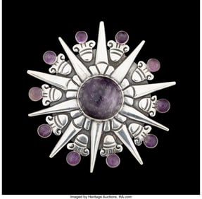 74209: A William Spratling Silver and Amethyst Aztec Su