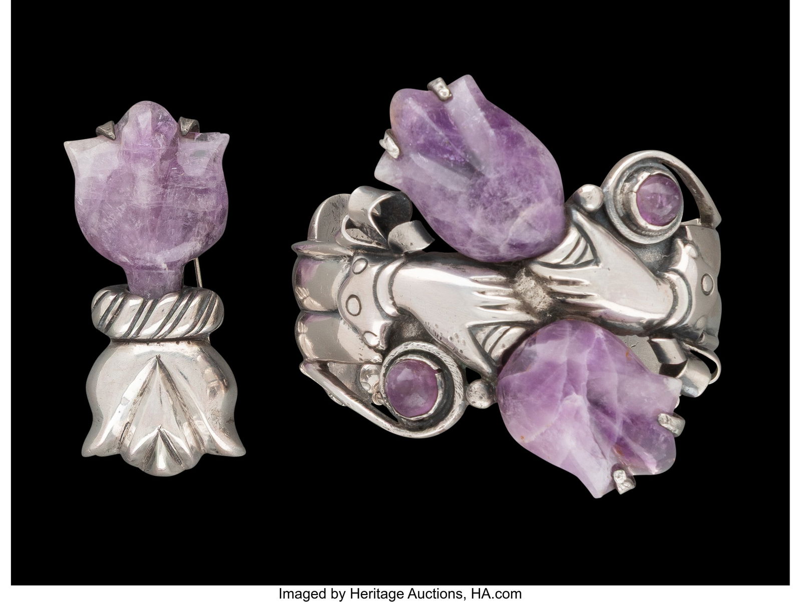 A William Spratling Silver and Amethyst Cuff and (1 of 2)