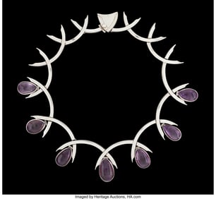 74218: An Antonio Pineda Silver and Amethyst Tear-Drop