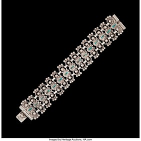 74222: A Matilde Poulat Silver and Turquoise Bracelet,