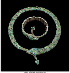 74226: A Margot de Taxco Enameled Silver Snake-Form Nec