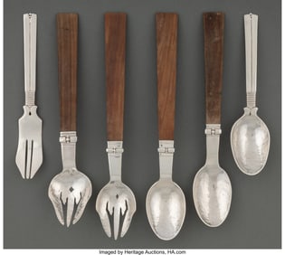 74235: A Set of Six William Spratling Silver and Wood-H
