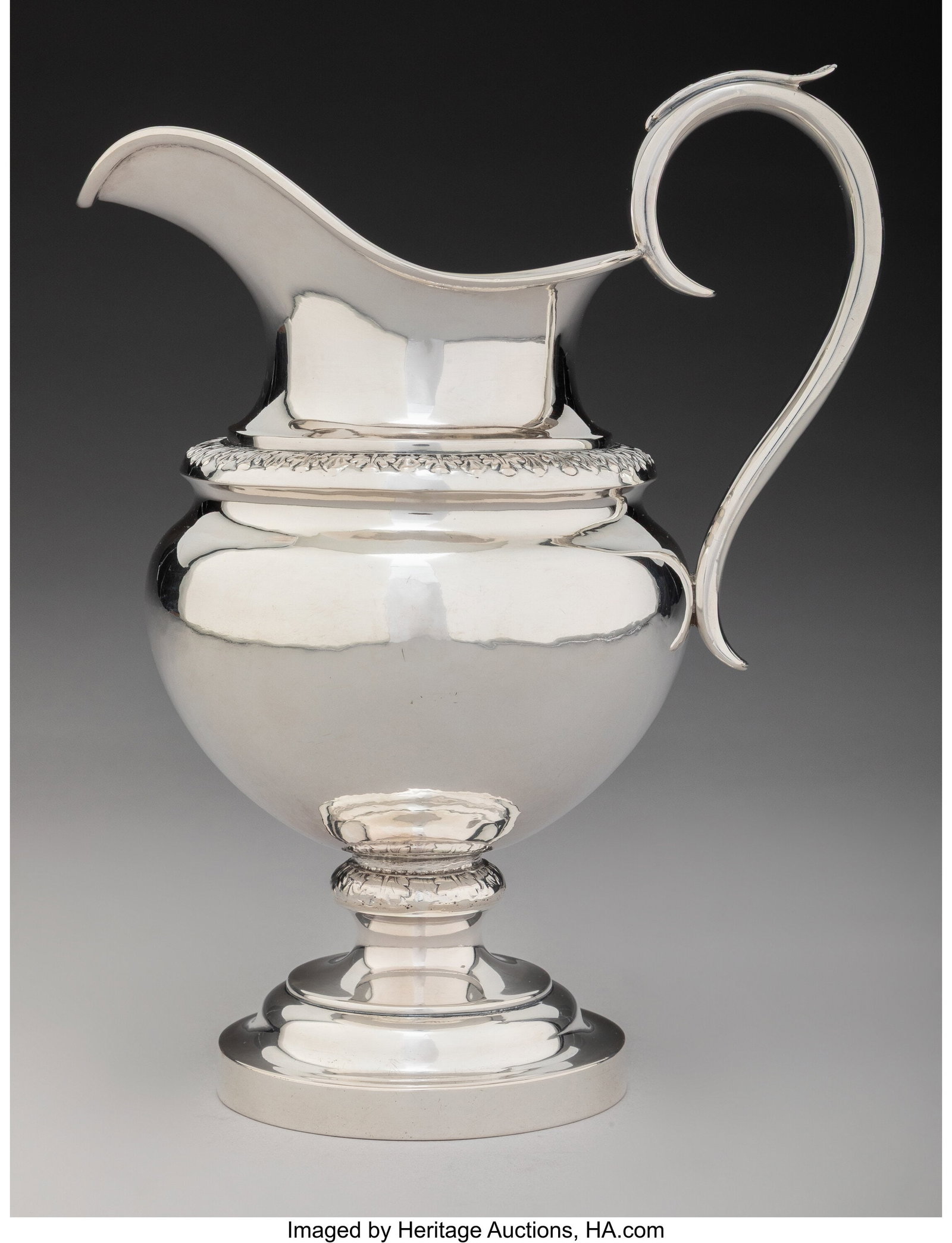 A Jones, Ball & Poor Coin Silver Cream Pitcher, : A Jones, Ball & Poor Coin Silver Cream Pitcher, Boston, Massachusetts, circa 1850 Marks: JONES, BALL & POOR, PURE COIN, BOSTON 8-7/8 x 6-7&s