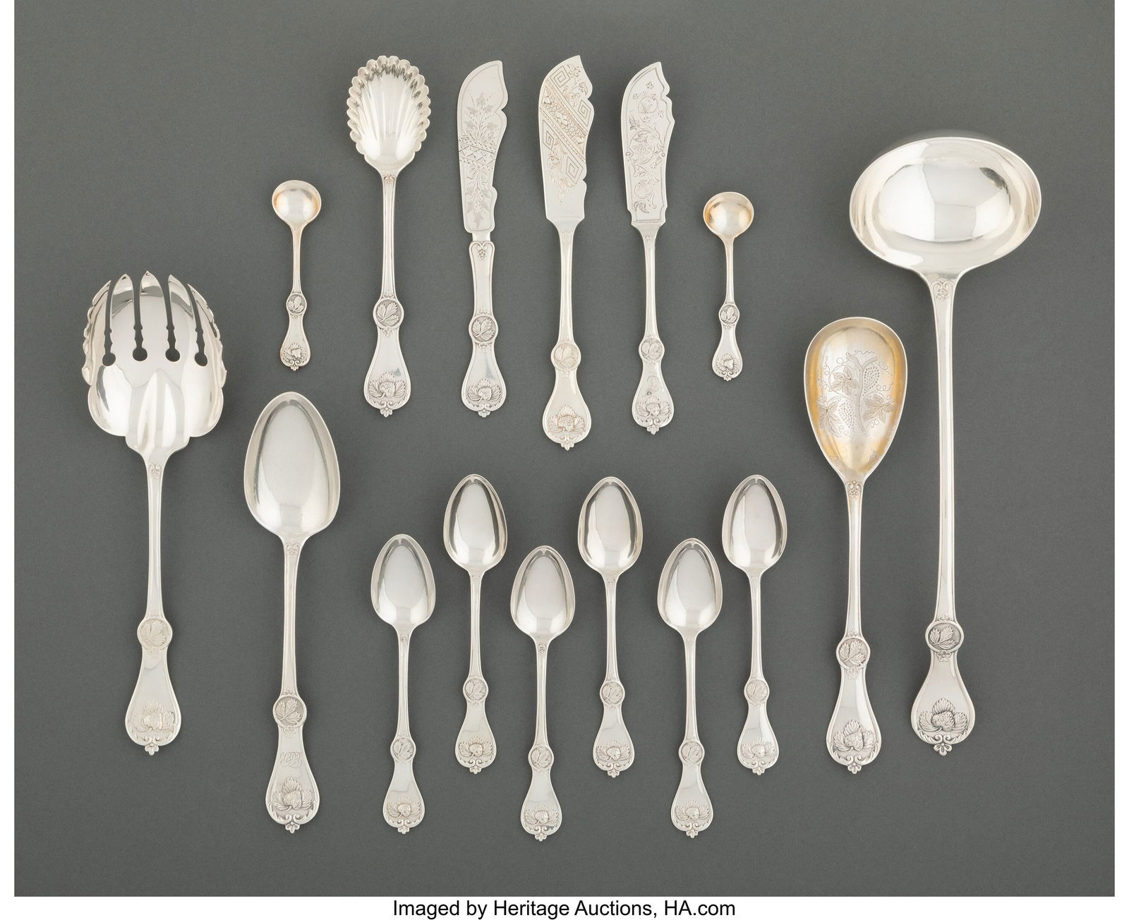 Sixteen American Strawberry Pattern Coin Silver (1 of 4)