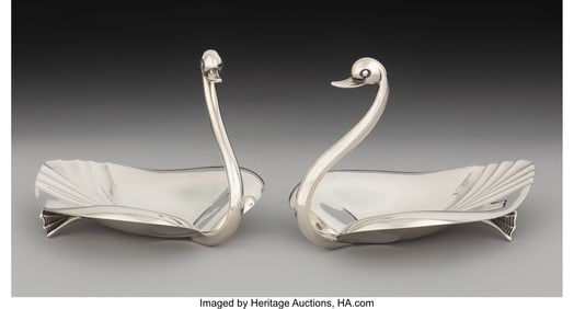 74294: A Pair of Tiffany & Co. Silver Swan-Form Dishes,