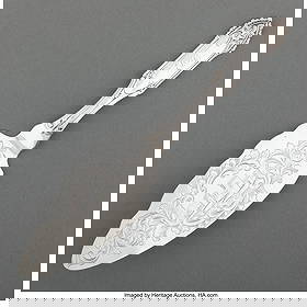 A William Gale & Son Gothic Pattern Silver Cake: A William Gale & Son Gothic Pattern Silver Cake Server, New York, 1852 Marks: W.G.&S., (lozenge-GS-circle-diamond, 1852), PAT