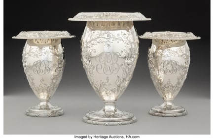 74326: A Three-Piece William B. Durgin Silver Vase Garn