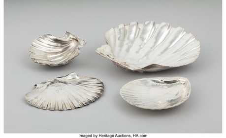 74345: Four Stephen O'Meara Silver Shell-Form Table Art