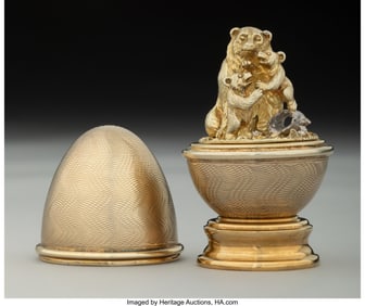 74347: A Stephen O'Meara Silver Egg on Stand: Progeny,