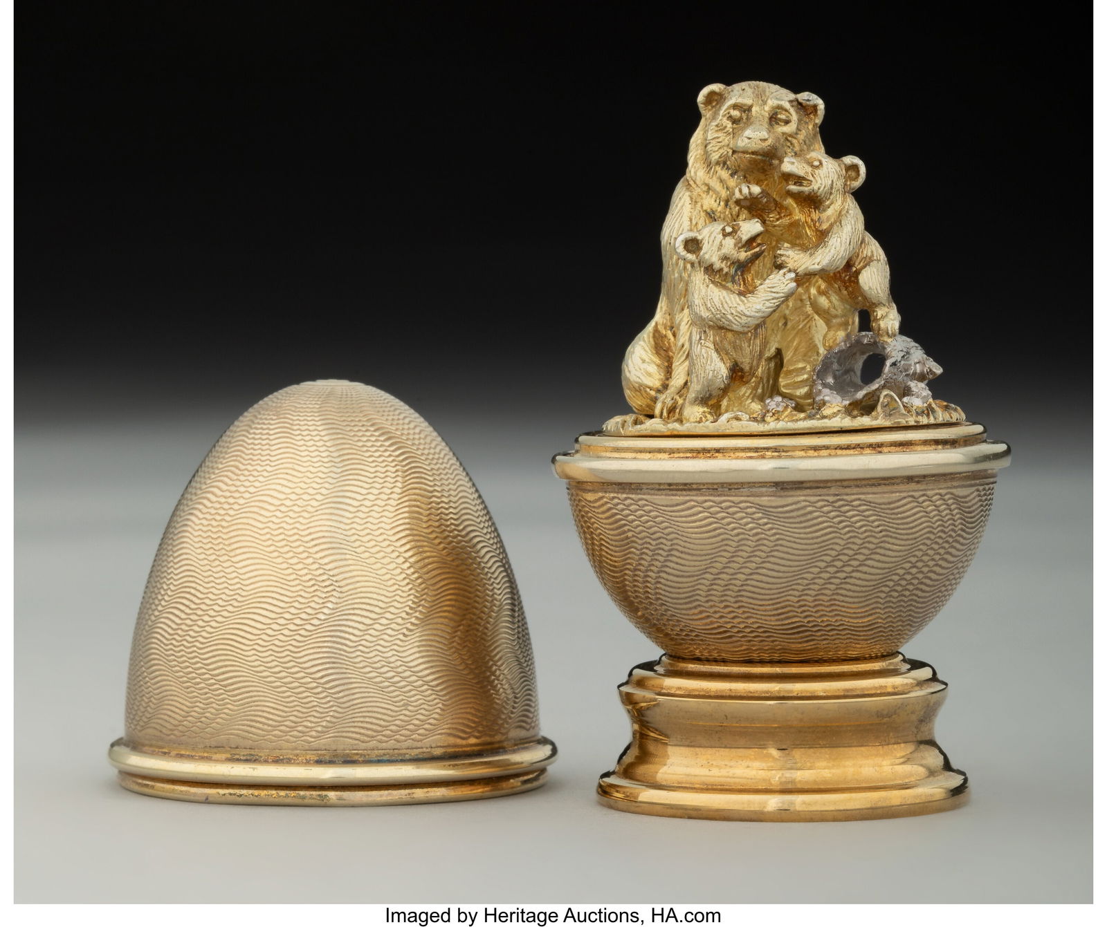 A Stephen O'Meara Silver Egg on Stand: Progeny,: A Stephen O'Meara Silver Egg on Stand: Progeny, Scottsdale, Arizona, late 20th century Marks: O'Meara, STERLING, 3 OF 100 2-1/8 x 1-5/8 inches (5