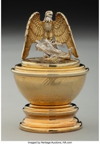 74349: A Stephen O'Meara Partial Gilt Silver Egg on Sta