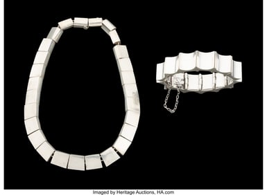 74363: An Antonio Pineda Silver Necklace and Bracelet,