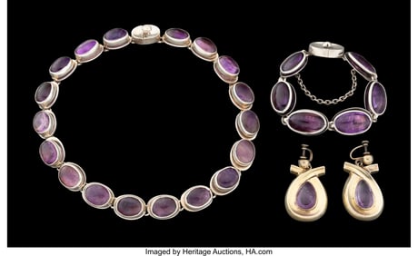 74368: A Four-Piece Antonio Pineda Partial Gilt Silver