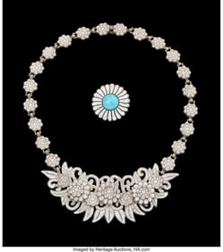 74371: A Margot de Taxco Enameled Silver Necklace and B