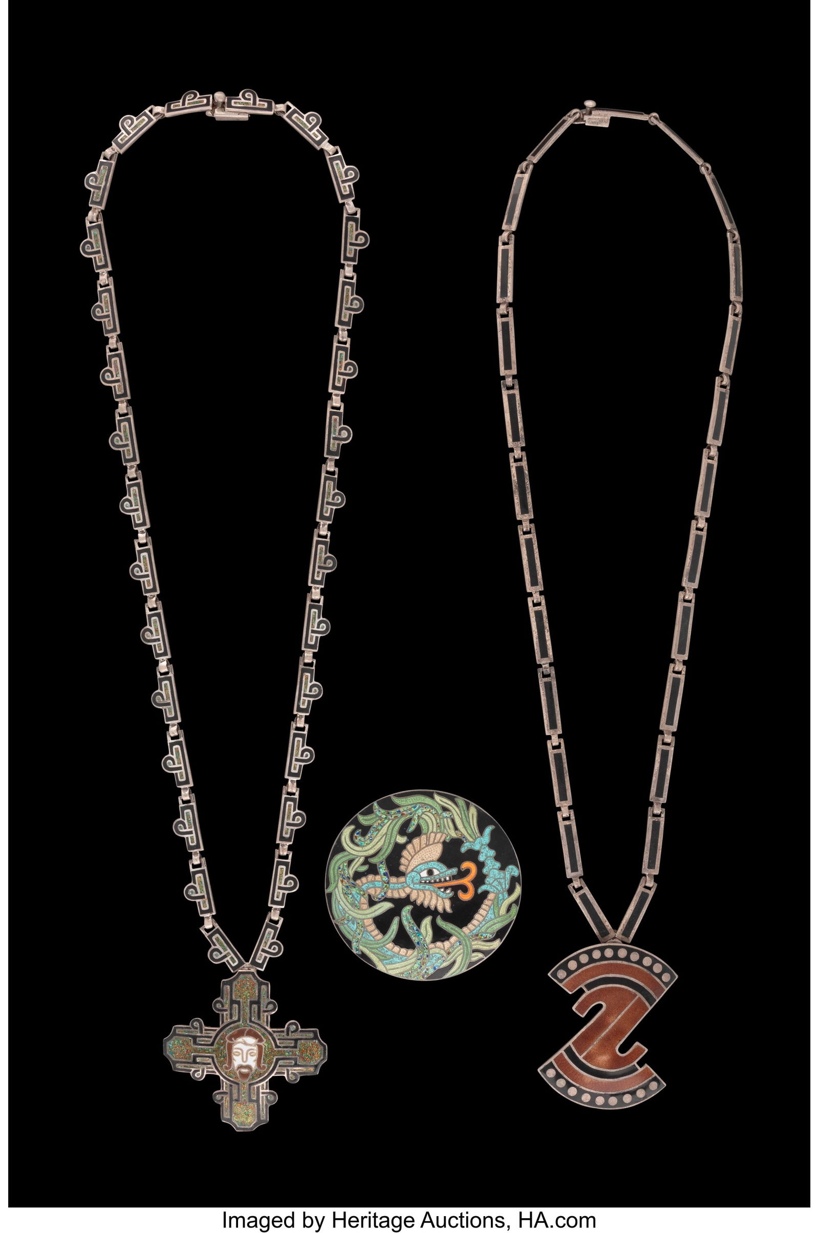 A Three-Piece Group of Margot de Taxco Enameled (1 of 4)