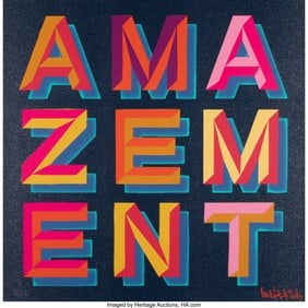 42092&colon; Ben Eine &lpar;b&period; 1970&rpar; Amazement &lpar;Black Glitter&rpar;&comma; 20