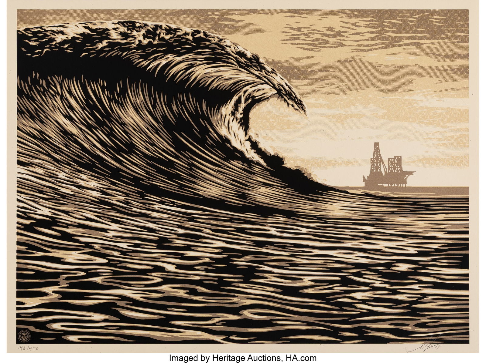 Shepard Fairey (b. 1970) This New Wave Is A Litt: Shepard Fairey (b. 1970) This New Wave Is A Little Slick For My Taste, 2014 Screenprint in colors on Cream Speckletone paper 18 x 24 inches (45.7 x 61.0 cm&rp