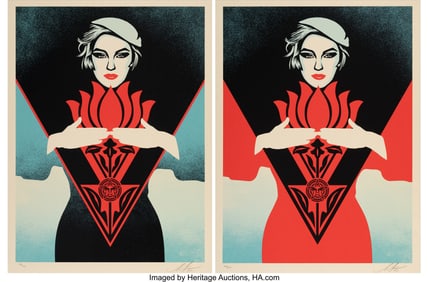 42137&colon; Shepard Fairey &lpar;b&period; 1970&rpar; Obey Noir Flower Woman 