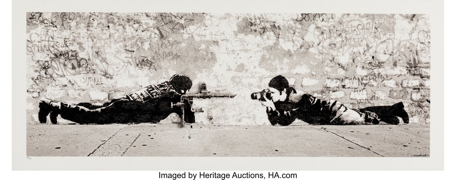 Hijack (b. 1992) When They Shoot, We Shoot, 2020: Hijack (b. 1992) When They Shoot, We Shoot, 2020 Screenprint in colors on wove paper 12 x 30 inches (30.5 x 76.2 cm) (sheet) Ed. 4