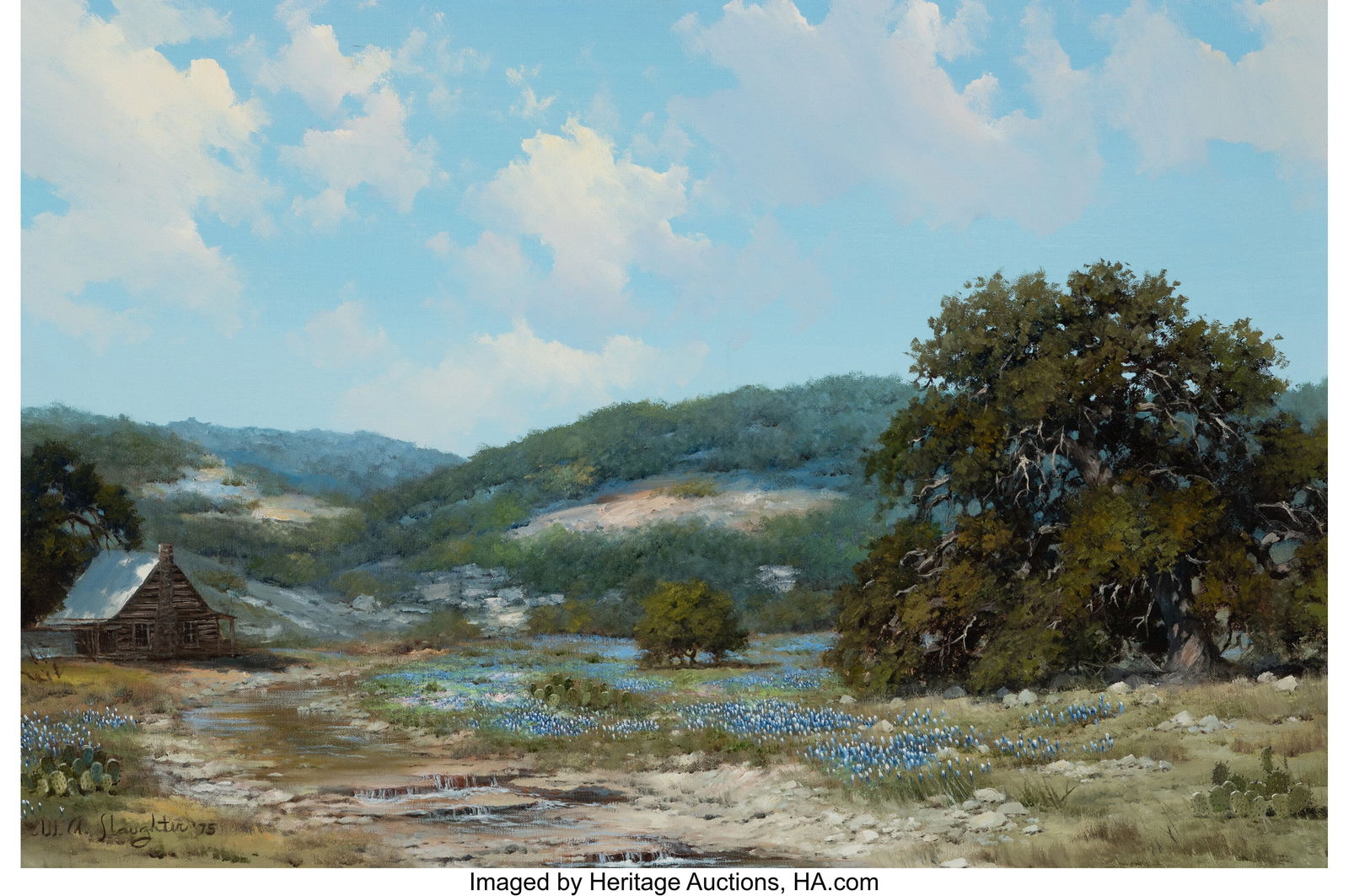 William A. Slaughter (American, 1923-2003) Blueb: William A. Slaughter (American, 1923-2003) Bluebonnets, 1975 Oil on canvas 24 x 36 inches (61.0 x 91.4 cm) Signed and dated lower left: W&per
