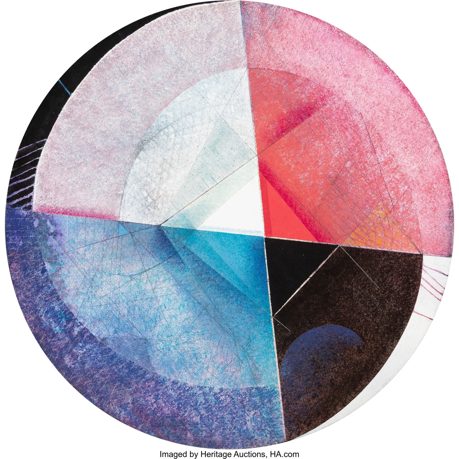 Paul Maxwell (American, b.1925) Untitled, Circle: Paul Maxwell (American, b.1925) Untitled, Circle Oil on canvas 35-1/2 (90.2 cm) (diameter) Signed center left: PMaxwell Painter,