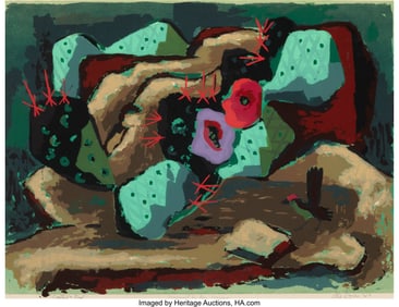 75020: Otis Dozier (American, 1904-1987) Cactus and Bir