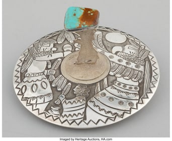 70003: A Navajo Silver Seed Jar with Lid  c. 1980  stam