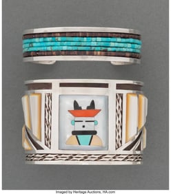 70013: Two Southwest Bracelets  c. 1990  one stamped M