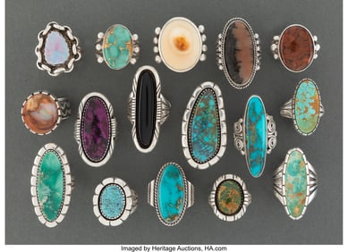 70016: Sixteen Navajo and Navajo-Style Rings  c. 1940 -