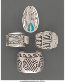 70018: Four Navajo Jewelry Items  c. 1985  including a