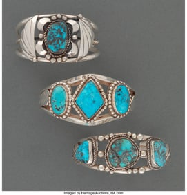 70020: Three Navajo Bracelets  c. 1990 - 2000  one insc