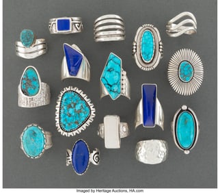 70022: Sixteen Navajo and Navajo-Style Rings  c. 1980 -