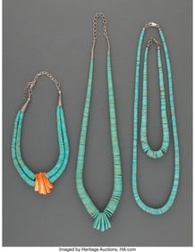 70036: Four Santo Domingo Necklaces  c. 1990 - 2010  tu