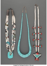 70037: Three Santo Domingo Necklaces  c. 1950 - 1995  s