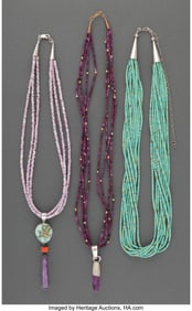 70039: Three Southwest Necklaces  c. 2010  one stamped