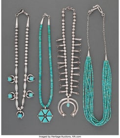 70042: Four Southwest Necklaces  c. 1950 - 1980  one st