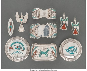 70047: Nine Navajo Jewelry Items  c. 1970  including th