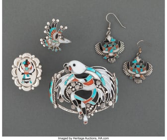 70050: Four Zuni Jewelry Items  c. 1955  including two