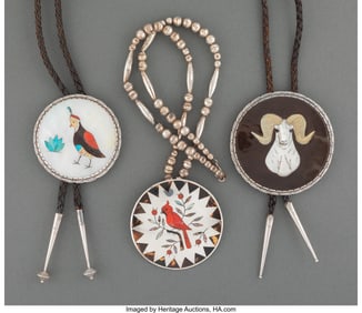 70051: Three Zuni Jewelry Items  c. 1975  including two