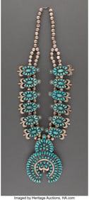 70056: A Large Zuni Squash Blossom Necklace  c. 1974  i