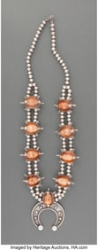 70058: A Navajo Squash Blossom Necklace  Bertha Smith c
