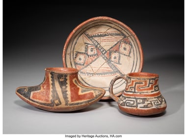 70064: Three Tonto / Gila Polychrome Pottery Items  c.