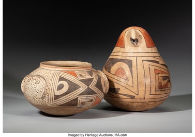 70068: Two Casas Grandes Polychrome Figural Vessels  c.