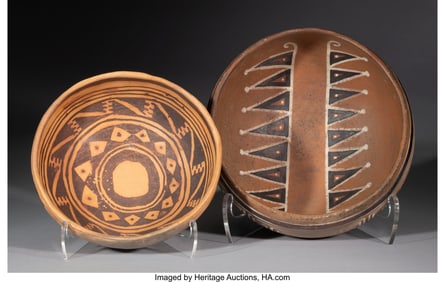 70077: Two Anasazi Yellow / Redware Bowls  c. 1150 - 13