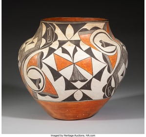 70087: An Acoma Polychrome Jar  c. 1930  clay, paint  D