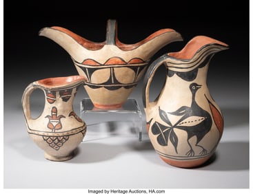 70091: Three Southwest Polychrome Vessels  c. 1920 - 19