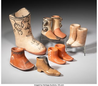 70094: Nine Pueblo Pottery Moccasins / Boots  c. 1920 -