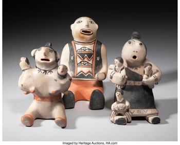 70095: Three Cochiti Polychrome Storytellers  c. 1975