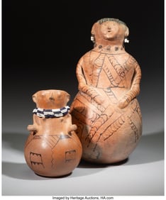 70100: Two Papago Figural Pottery Vessels  c. 1890  cla