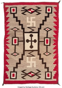 70106: A Navajo Regional Rug  c. 1940  native handspun
